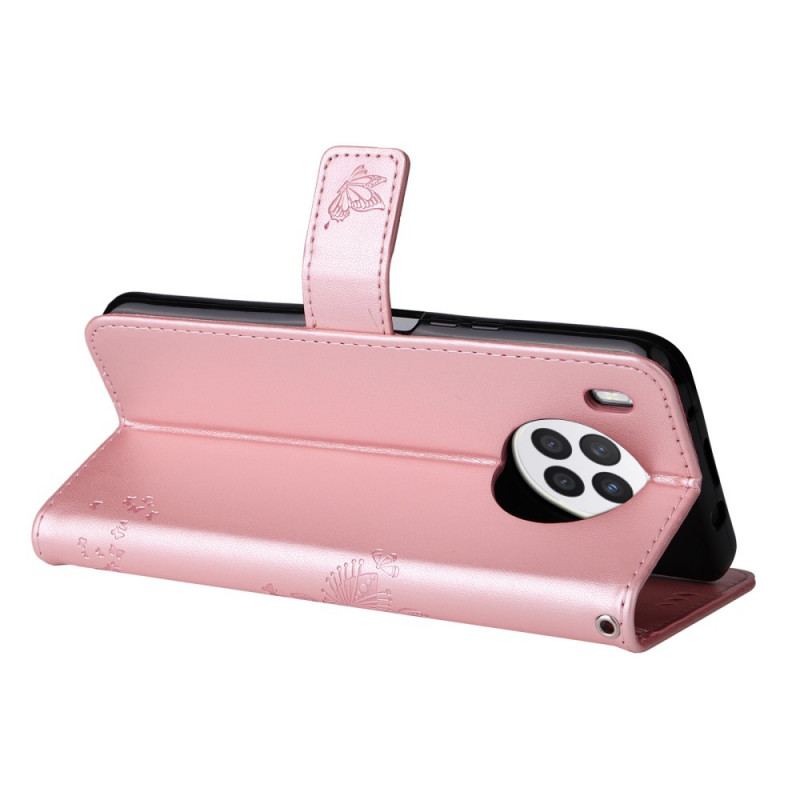 Capa Flip Para Honor 50 Lite De Cordão Árvore E Gato Strappy