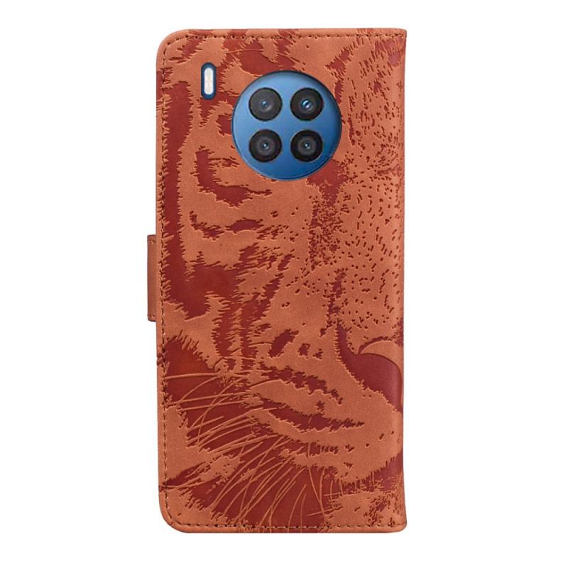 Capa Flip Para Honor 50 Lite Estampa Cara De Tigre