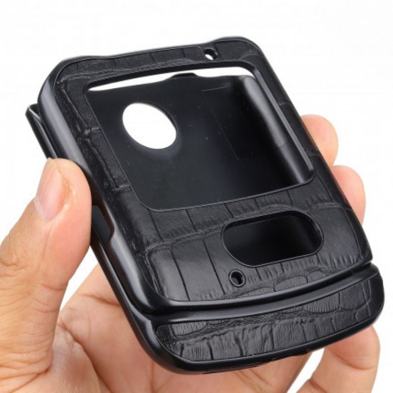 Capa Para Motorola Razr 5G Couro De Crocodilo Genuíno