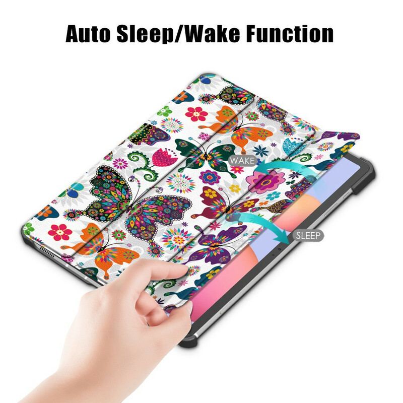 Capa De Celular Para Samsung Galaxy Tab S7 FE Borboletas E Flores Aprimoradas