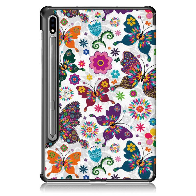 Capa De Celular Para Samsung Galaxy Tab S7 FE Borboletas E Flores Aprimoradas