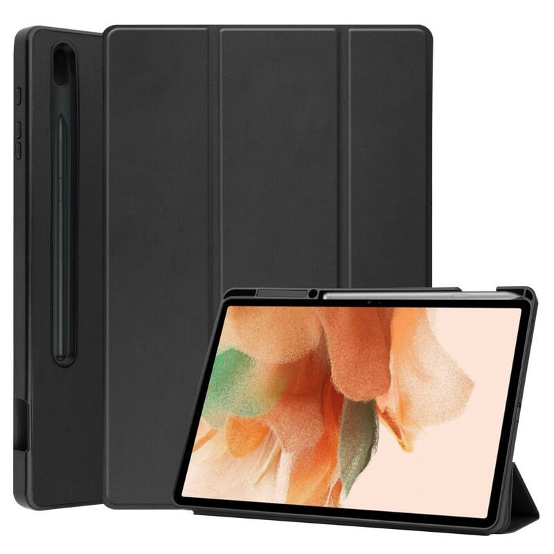 Capa De Celular Para Samsung Galaxy Tab S7 FE Porta Caneta Dobrável Em Três Partes