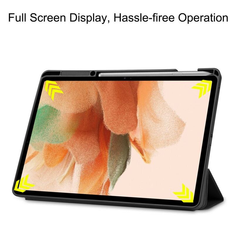 Capa De Celular Para Samsung Galaxy Tab S7 FE Porta Caneta Dobrável Em Três Partes