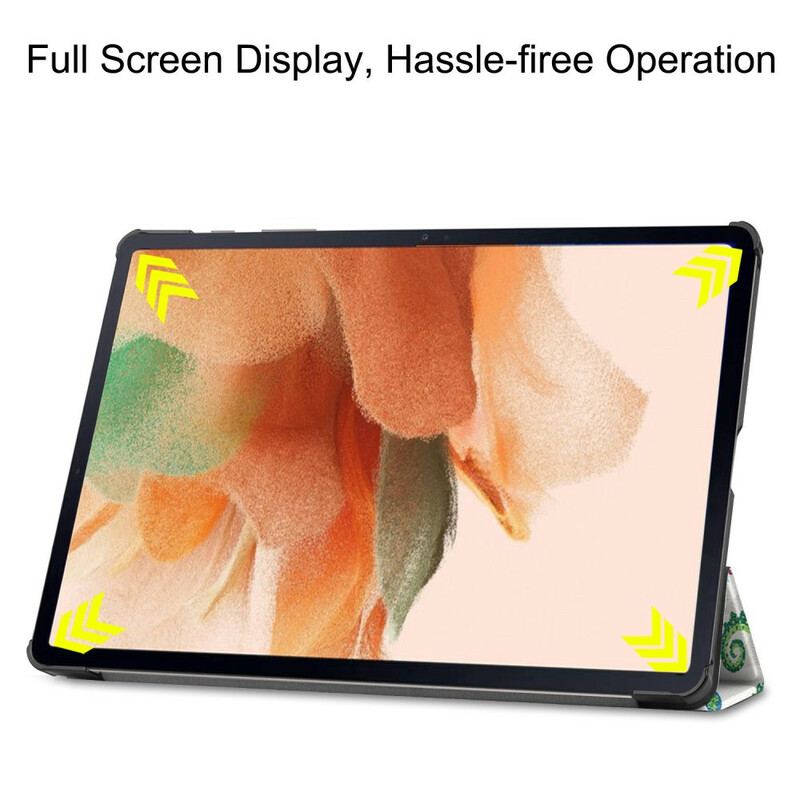 Capa De Celular Para Samsung Galaxy Tab S7 FE Porta Caneta Flor Vintage