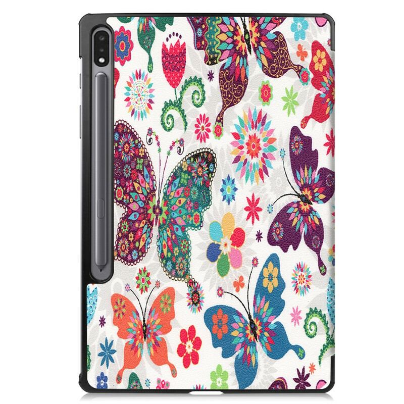 Capa De Celular Para Samsung Galaxy Tab S7 FE Porta Caneta Flor Vintage
