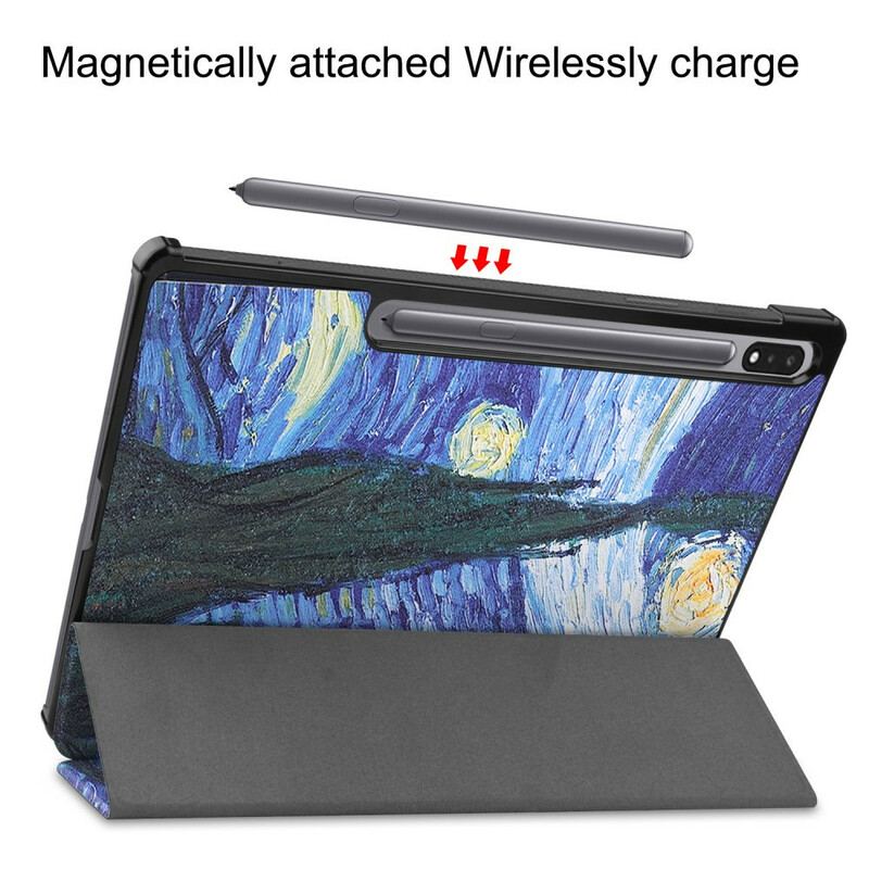 Capa De Celular Para Samsung Galaxy Tab S7 FE Porta Caneta Noite Estrelada