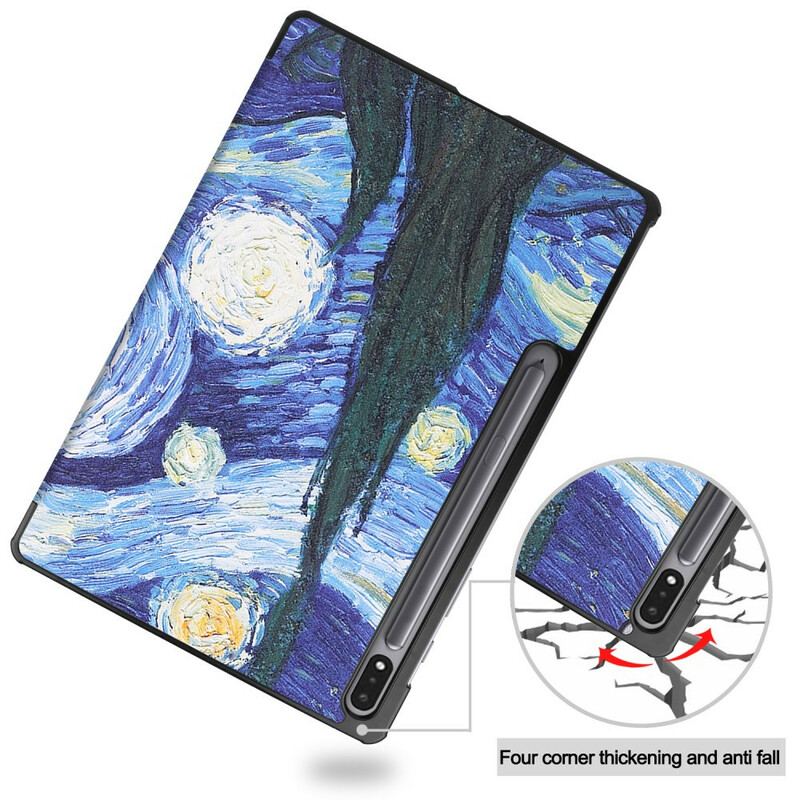 Capa De Celular Para Samsung Galaxy Tab S7 FE Porta Caneta Noite Estrelada