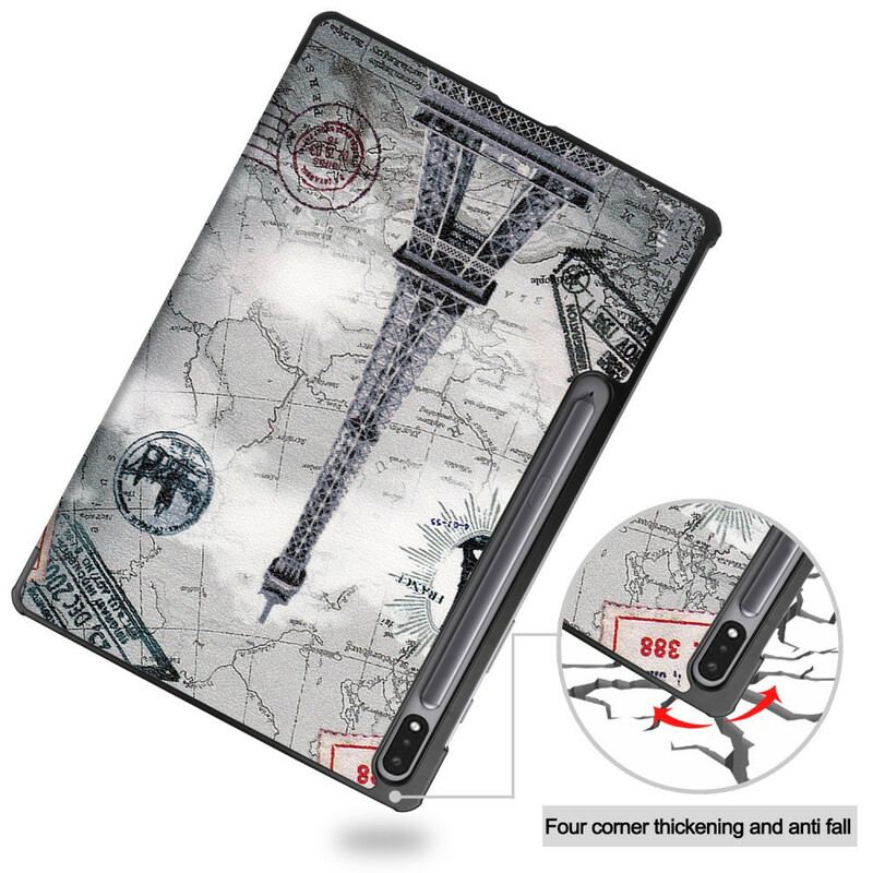 Capa De Celular Para Samsung Galaxy Tab S7 FE Suporte Para Caneta Torre Eiffel