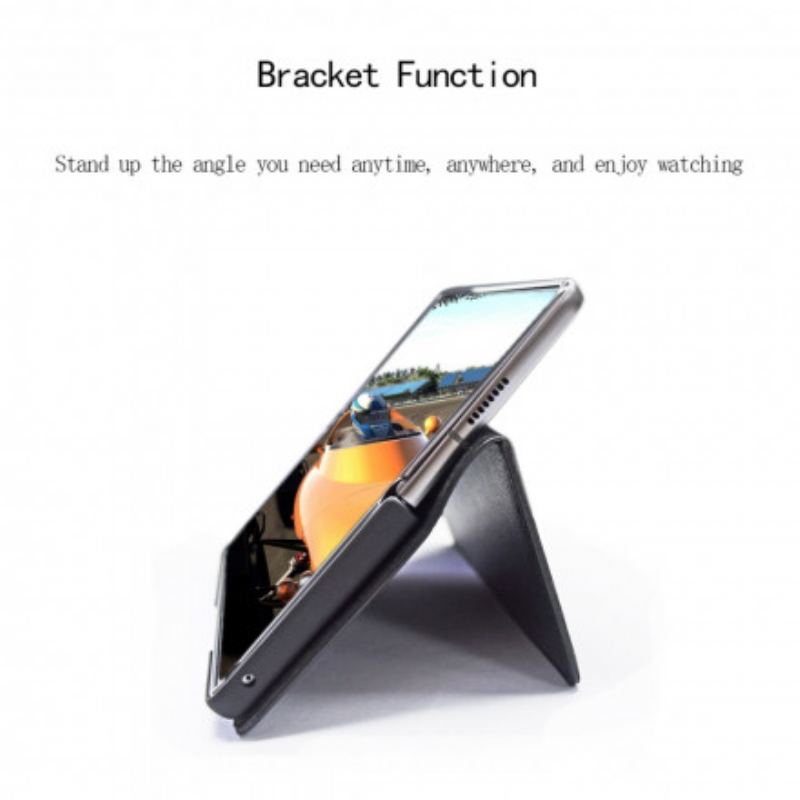 Capa De Celular Para Samsung Galaxy Z Fold 2 Flip Couro Genuíno Preto