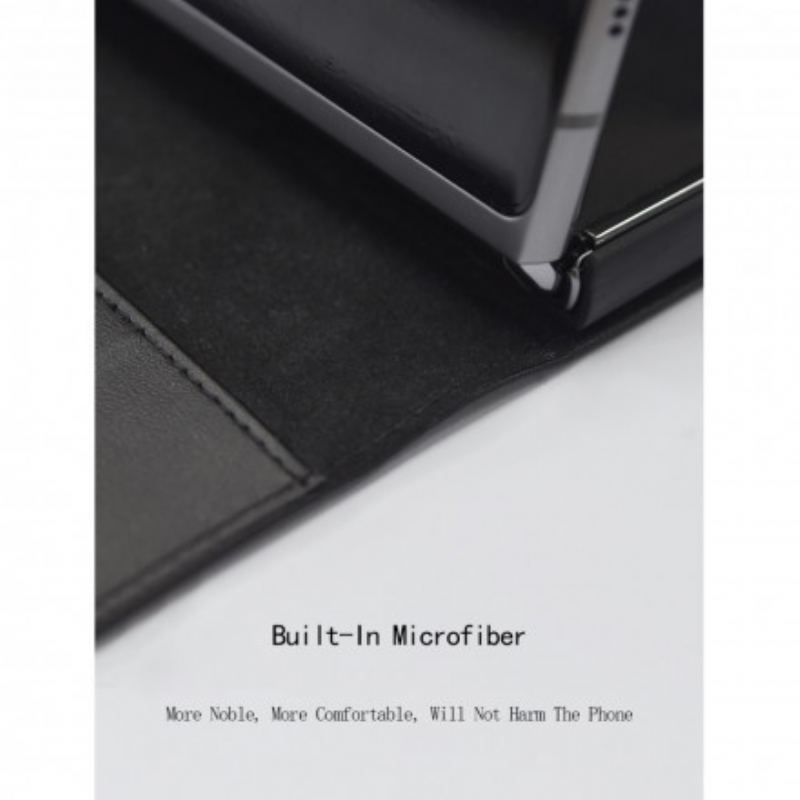 Capa De Celular Para Samsung Galaxy Z Fold 2 Flip Couro Genuíno Preto