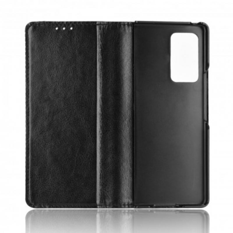 Capa De Celular Para Samsung Galaxy Z Fold 2 Flip Efeito Couro Estilizado