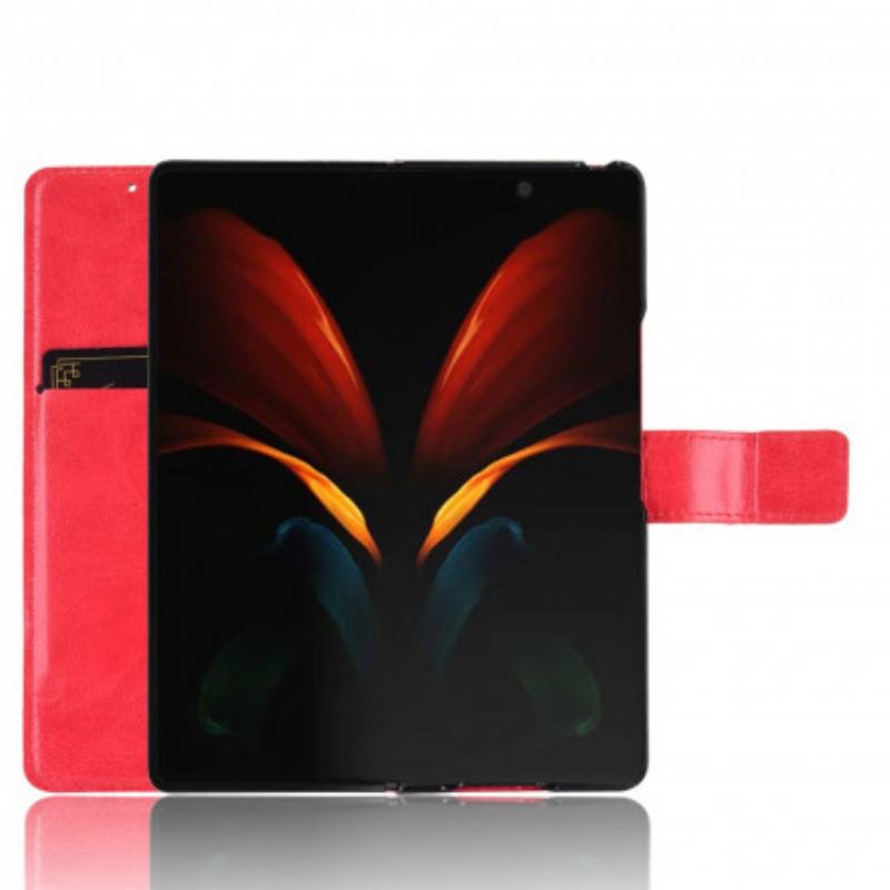 Capa De Couro Para Samsung Galaxy Z Fold 2 Couro Falso Chamativo