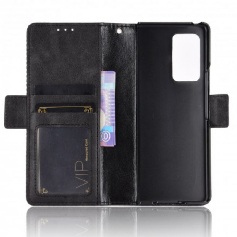 Capa Flip Para Samsung Galaxy Z Fold 2 Efeito Couro Estilizado