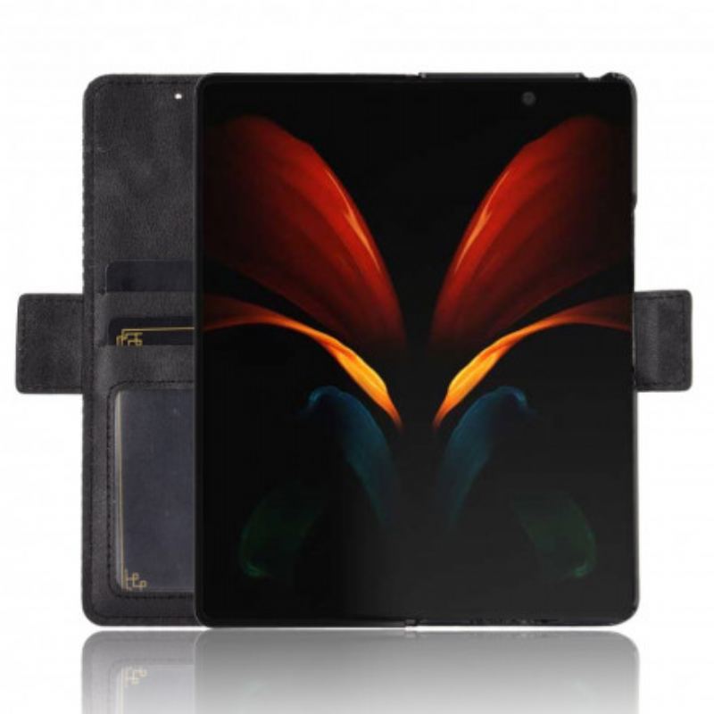 Capa Flip Para Samsung Galaxy Z Fold 2 Efeito Couro Estilizado