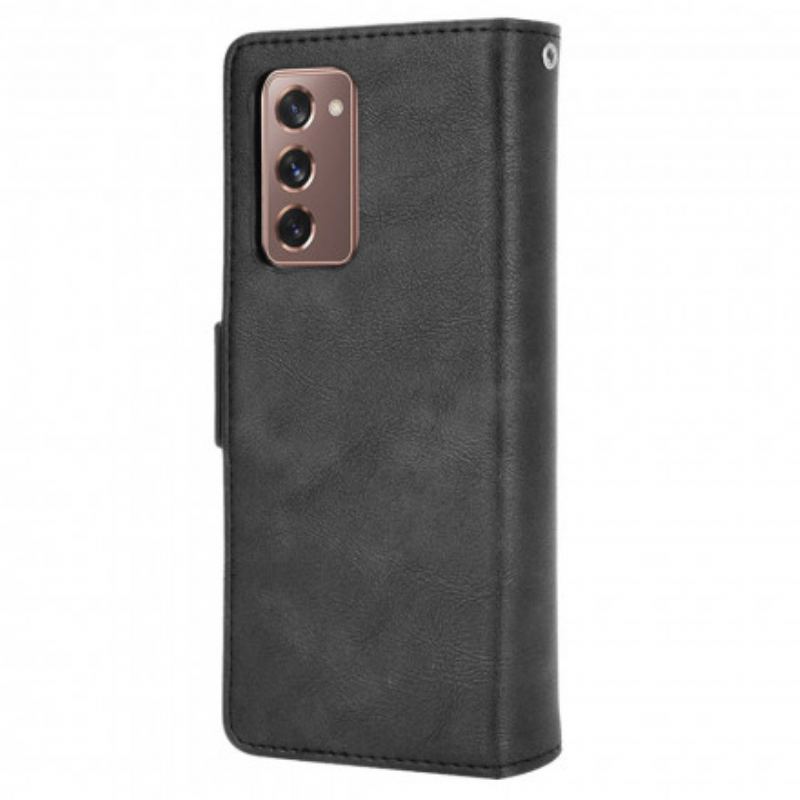 Capa Flip Para Samsung Galaxy Z Fold 2 Efeito Couro Estilizado