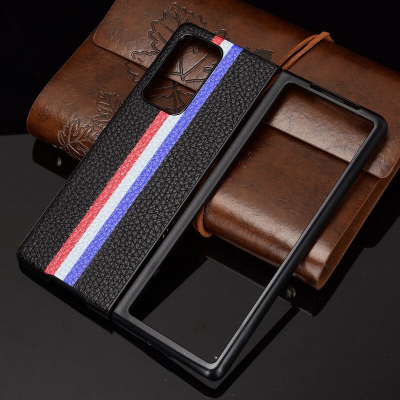Capa Para Samsung Galaxy Z Fold 2 Couro Sintético Litchi Tricolor