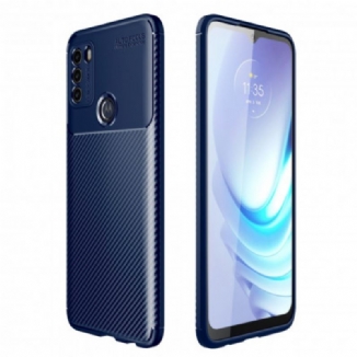 Capa De Celular Para Moto G50 Textura Flexível De Fibra De Carbono