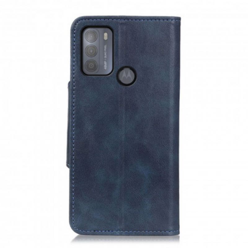 Capa De Couro Para Moto G50 Botão Decorativo De Couro Sintético