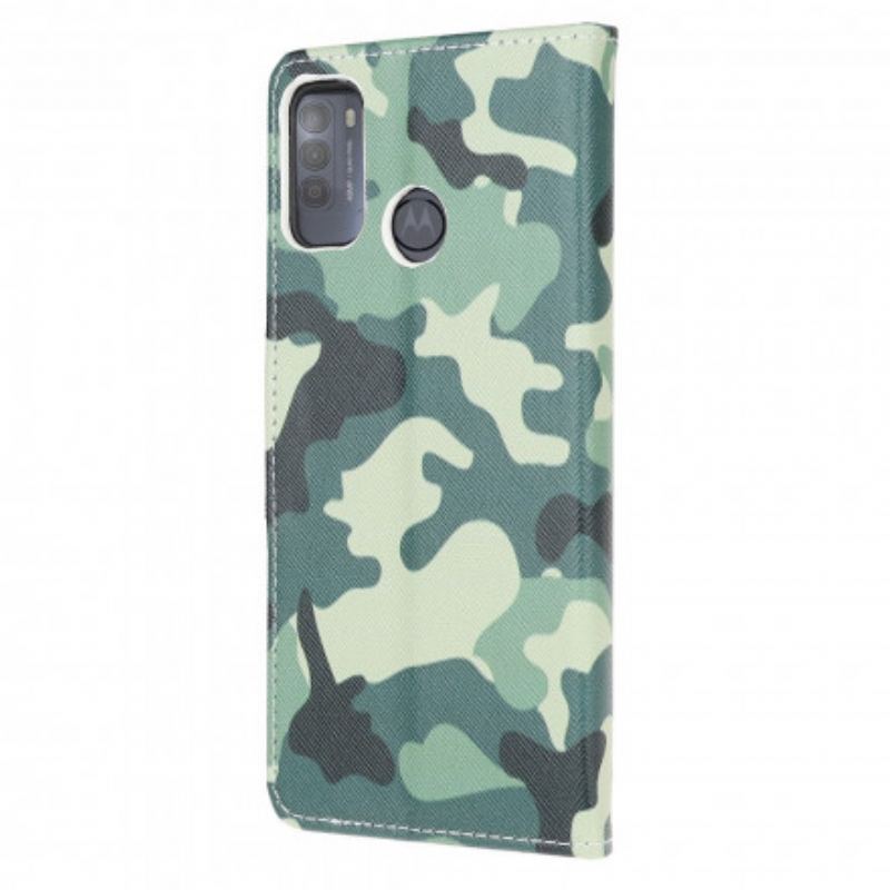 Capa De Couro Para Moto G50 Camuflagem Militar