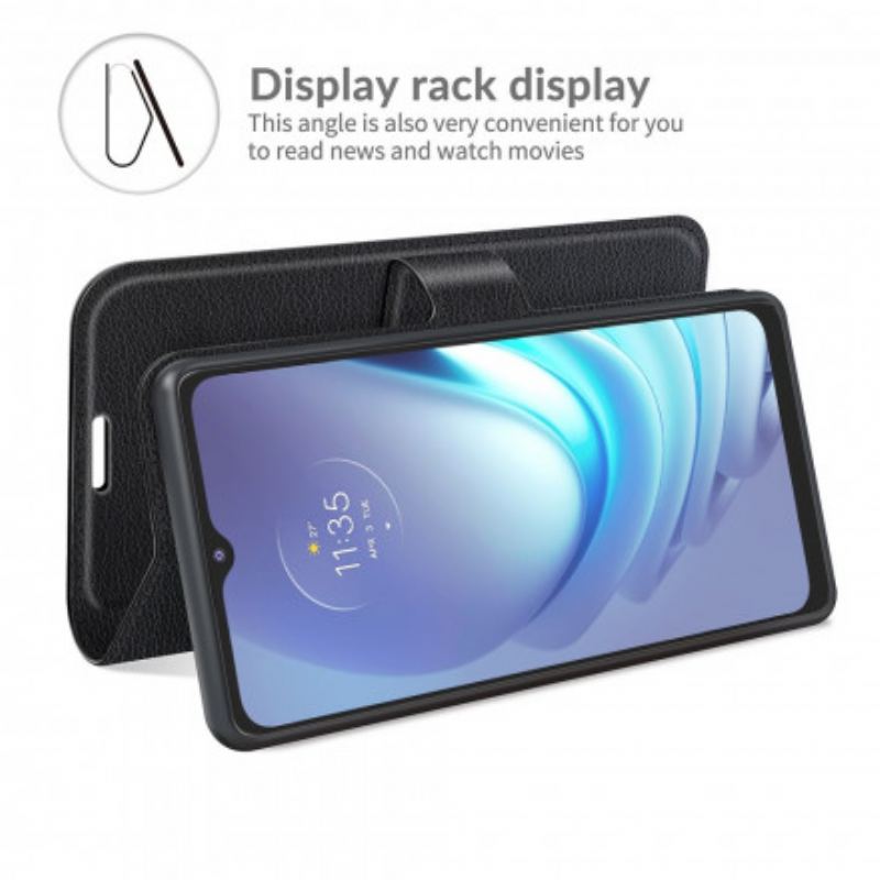 Capa De Couro Para Moto G50 Efeito Lichia Clássico