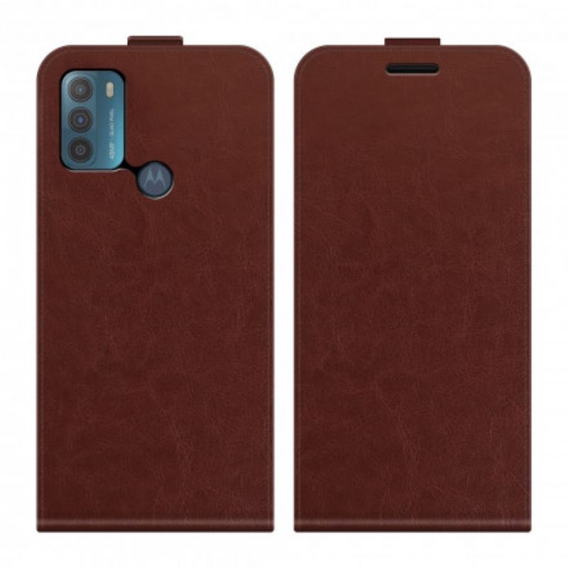 Capa De Couro Para Moto G50 Flip Efeito De Couro Com Aba Vertical