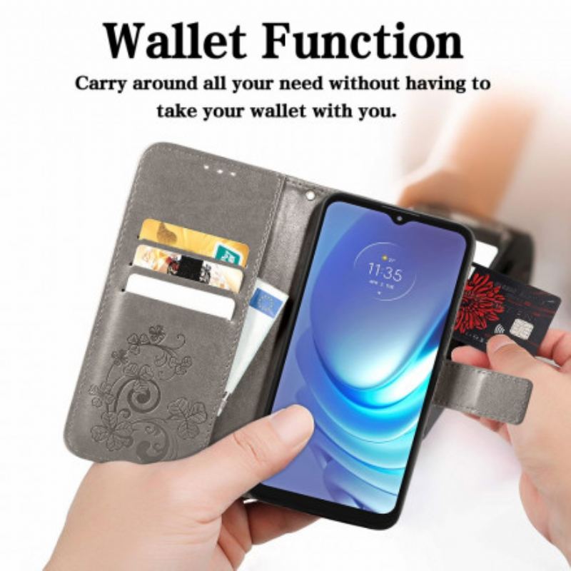 Capa Em Pele Para Moto G50 Flores Asiáticas