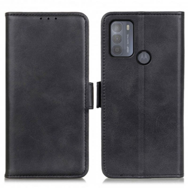 Capa Flip Para Moto G50 De Couro Aba Dupla