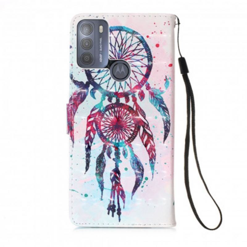 Capa Folio Para Moto G50 Apanhador De Sonhos Aquarela