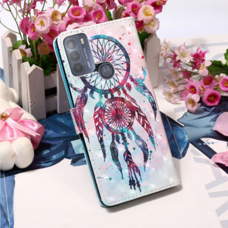 Capa Folio Para Moto G50 Apanhador De Sonhos Aquarela