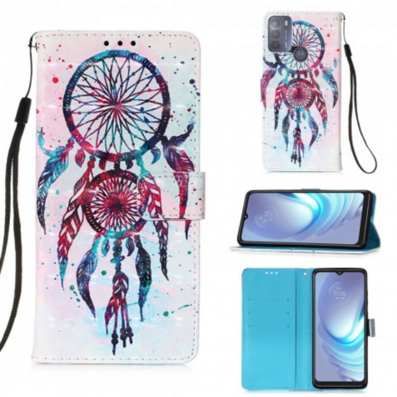 Capa Folio Para Moto G50 Apanhador De Sonhos Aquarela