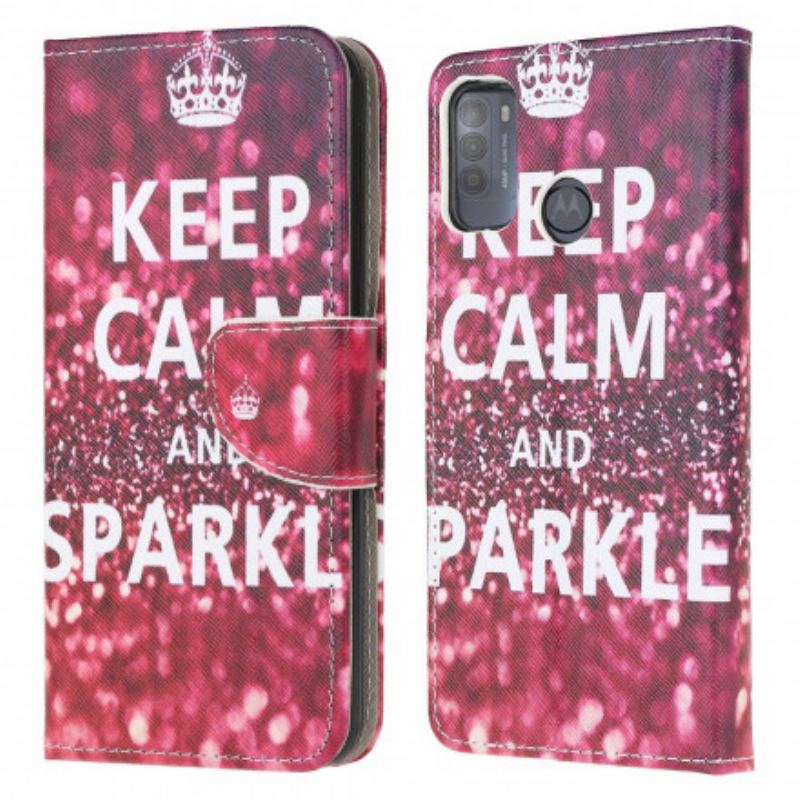 Capa Folio Para Moto G50 Mantenha A Calma E Brilhe