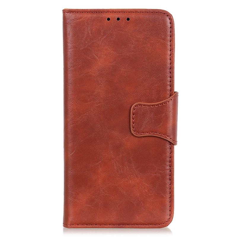 Capa De Couro Para Samsung Galaxy M52 5G Fecho Reversível De Couro Rachado