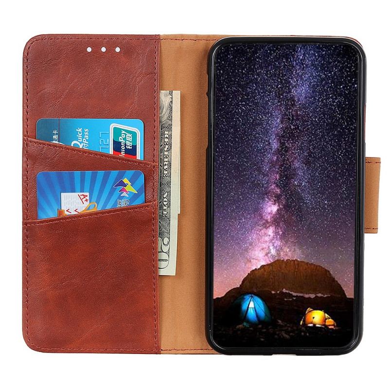 Capa De Couro Para Samsung Galaxy M52 5G Fecho Reversível De Couro Rachado