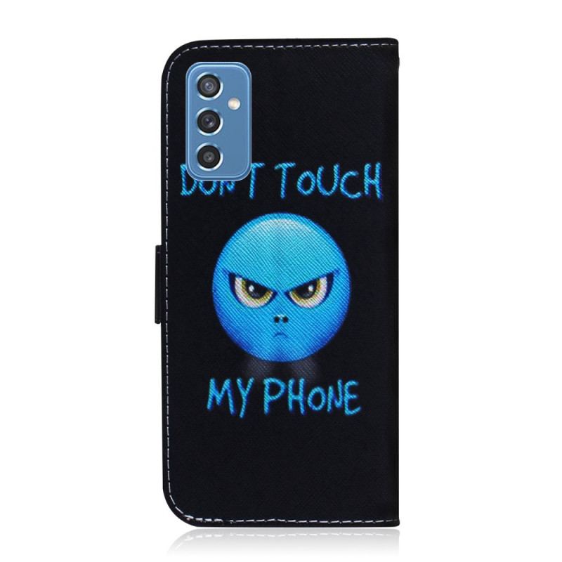 Capa De Couro Para Samsung Galaxy M52 5G Não Toque No Meu Telefone Azul