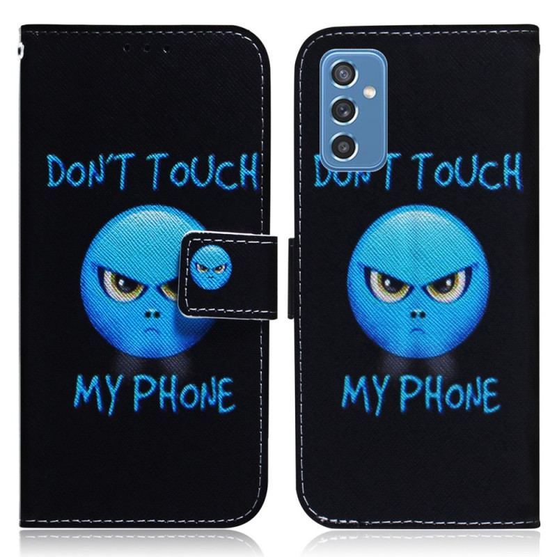 Capa De Couro Para Samsung Galaxy M52 5G Não Toque No Meu Telefone Azul