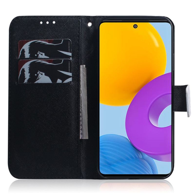 Capa De Couro Para Samsung Galaxy M52 5G Não Toque No Meu Telefone Azul