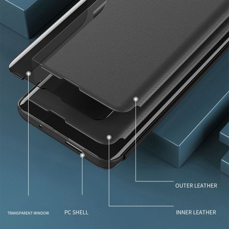 Capa De Couro Para Samsung Galaxy M52 5G Couro Sintético Com Tela Integrada