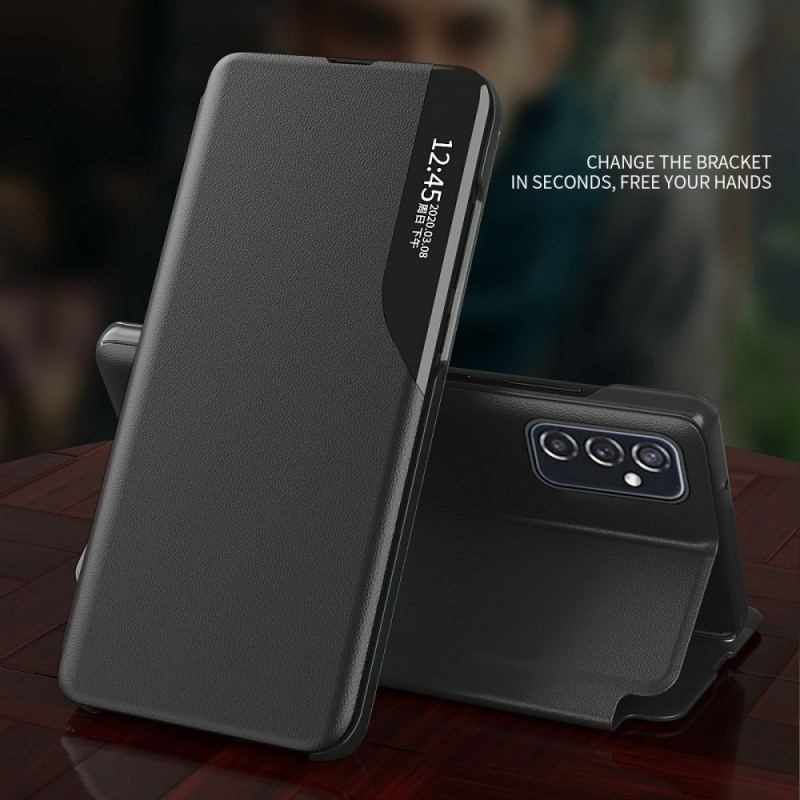 Capa De Couro Para Samsung Galaxy M52 5G Couro Sintético Com Tela Integrada