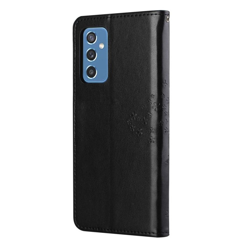 Capa Flip Para Samsung Galaxy M52 5G De Cordão Tanga E Corujas