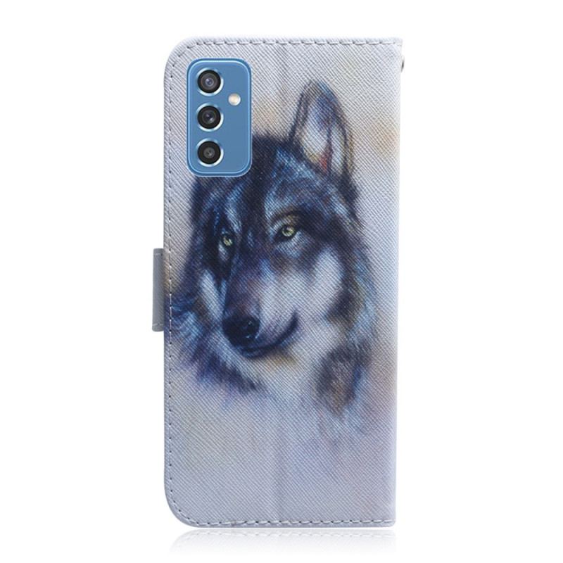 Capa Flip Para Samsung Galaxy M52 5G Lobo Do Inverno