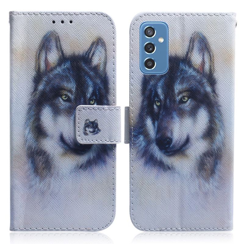 Capa Flip Para Samsung Galaxy M52 5G Lobo Do Inverno