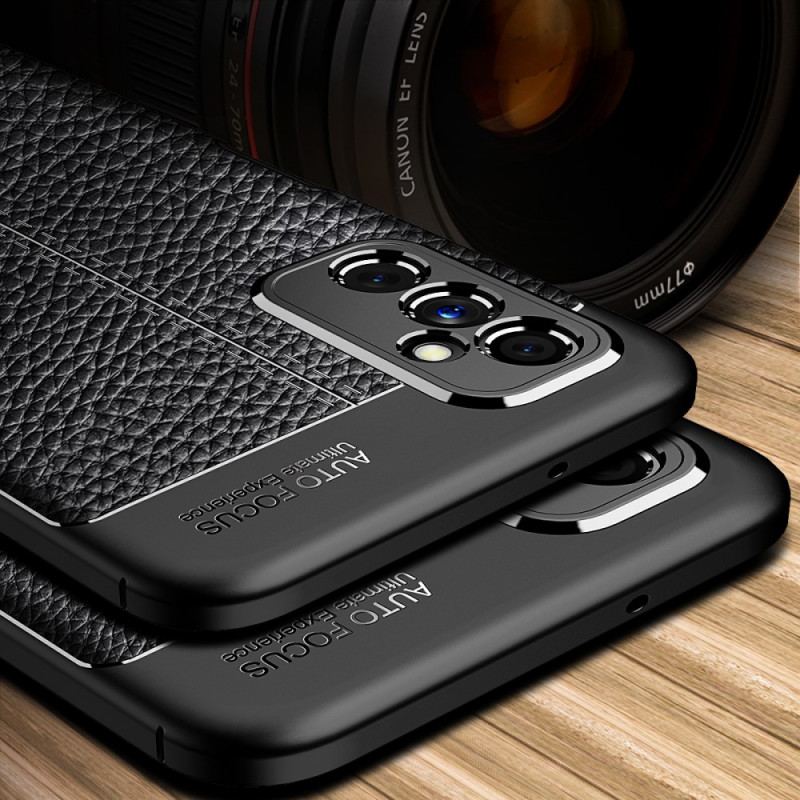 Capa Para Samsung Galaxy M52 5G Linha Dupla Efeito Couro Litchi