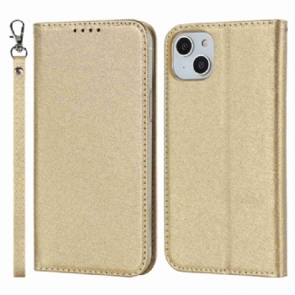 Capa De Celular Para iPhone 14 De Cordão Flip Seda Strappy