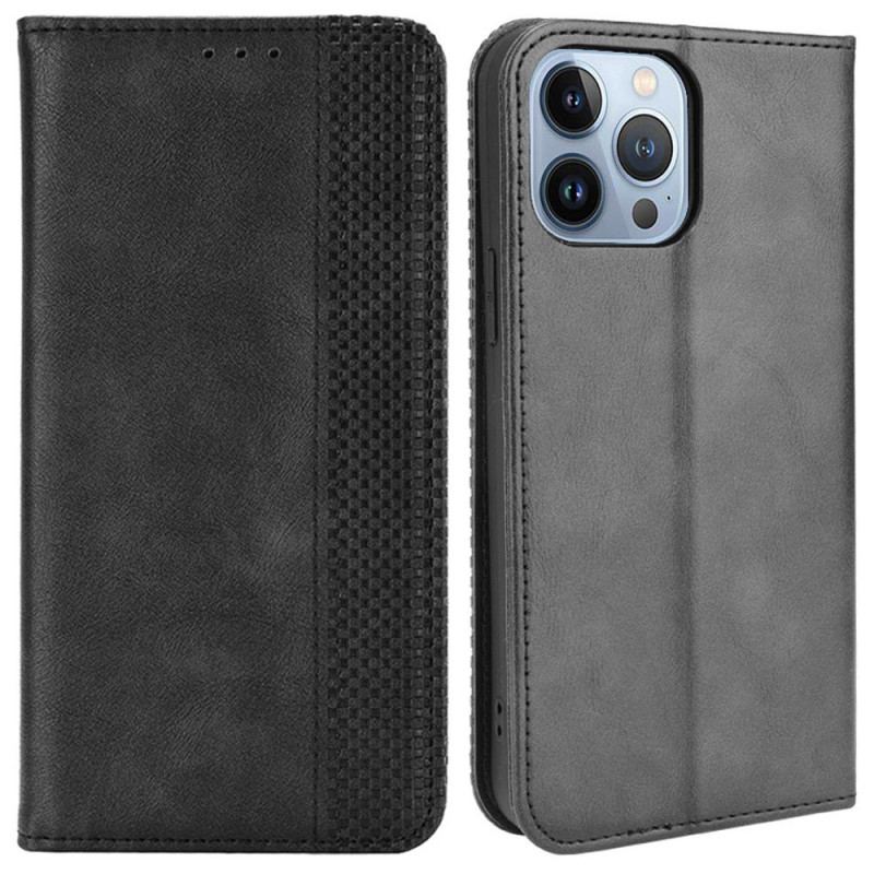 Capa De Celular Para iPhone 14 Flip Estilo De Couro Estilizado