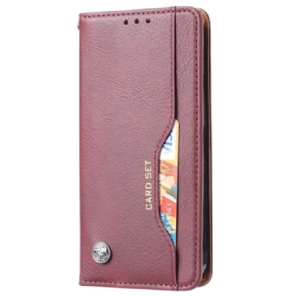 Capa De Celular Para iPhone 14 Flip Titular De Cartão De Couro Sintético