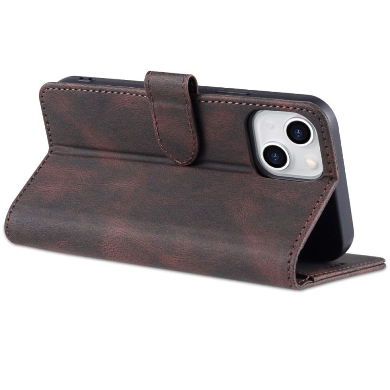 Capa De Couro Para iPhone 14 Estilo De Couro Azns