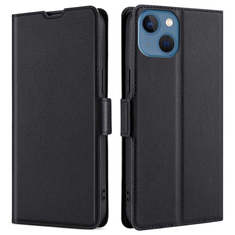 Capa De Couro Para iPhone 14 Fecho Duplo Finesse