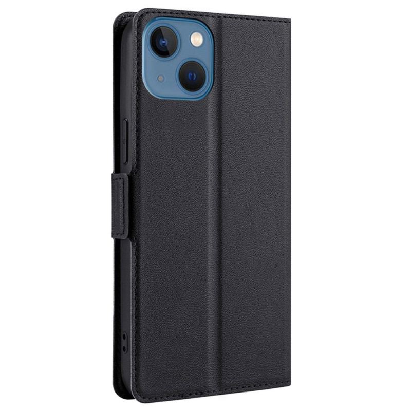 Capa De Couro Para iPhone 14 Fecho Duplo Finesse