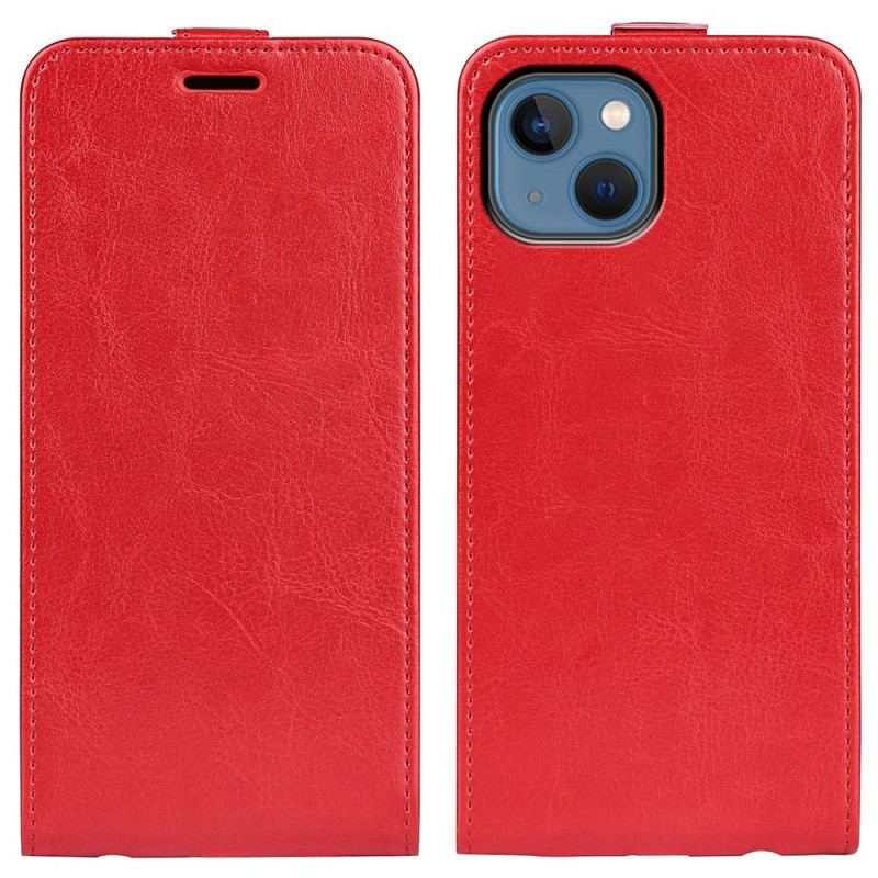 Capa De Couro Para iPhone 14 Flip Efeito De Couro Com Aba Vertical