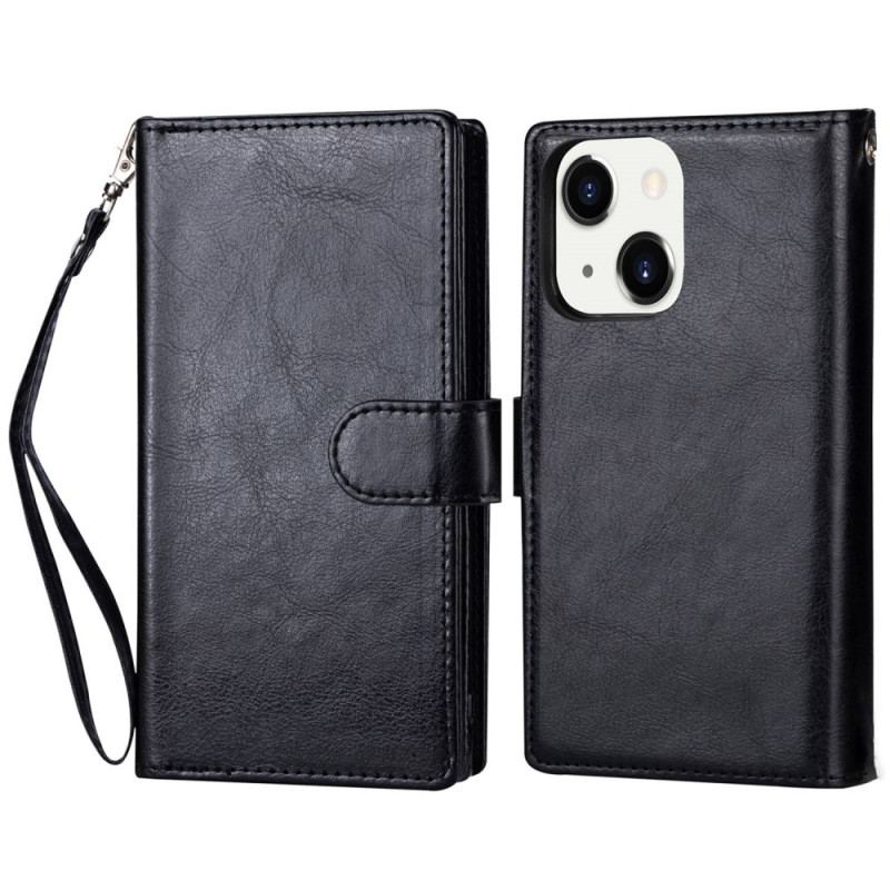 Capa Capa De Couro Para iPhone 14 Titular Destacável Para 9 Cartões